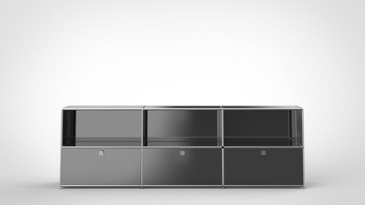SYSTEM 01 Urban Office Shelf with Flap Doors, RAL 7016 Anthracite Grey
