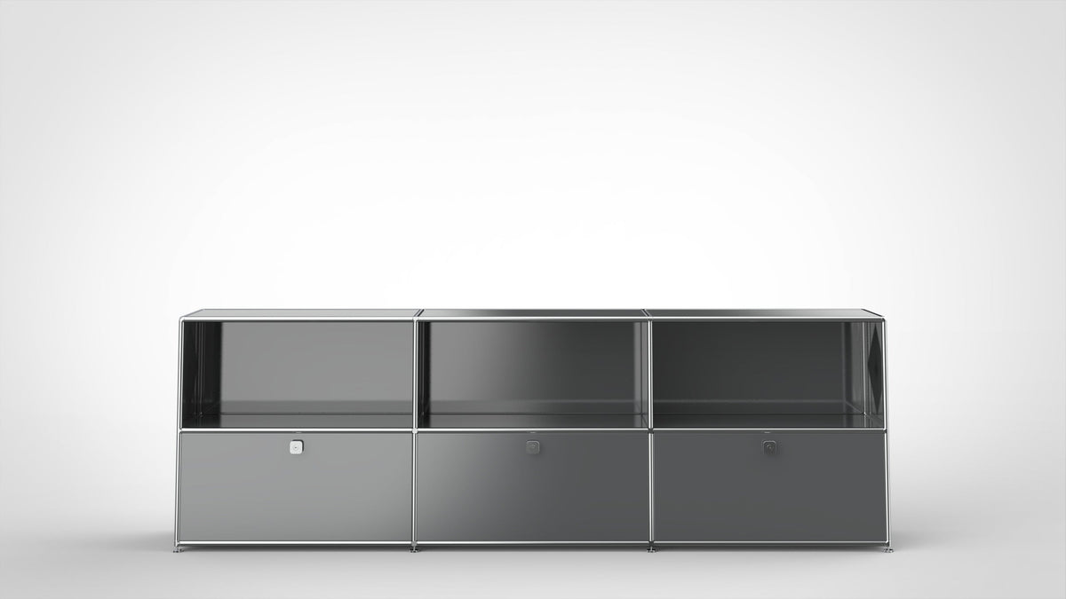 SYSTEM 01 Urban Office Shelf with Flap Doors, RAL 7016 Anthracite Grey