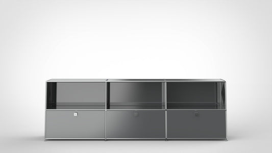 SYSTEM 01 Urban Office Shelf with Flap Doors, RAL 7016 Anthracite Grey