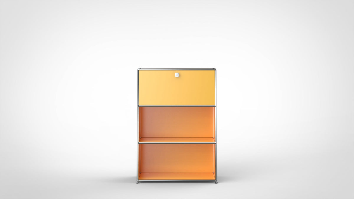 SYSTEM 01 Urban Highboard with 1 Flap Door, RAL 1004 Golden Yellow